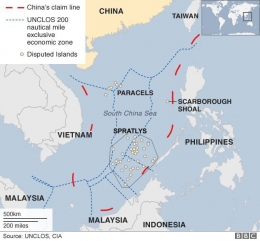 Laut China Selatan (sumber foto :UNCLOS, CIA)