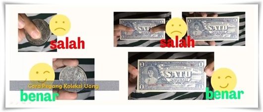 Cara memegang uang kertas dan koin (Foto: Zulkifli M.)