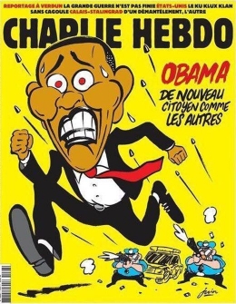 Salah satu kartun satire yang dimuat di majalah Charlie Hebdo setelah Trump memenangi pemilu. Sumber: Charlie Hebdo