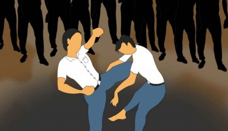 Ilustrasi perkelahian pelajar SMA. Gambar: via Nusabali.com