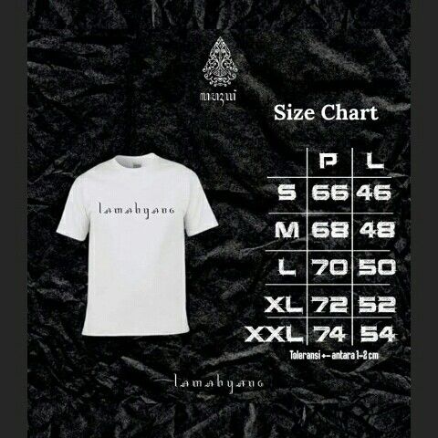 Desain ukuran produk t-shirt Lamahyang Cloth (dok. Lamahyang Cloth)