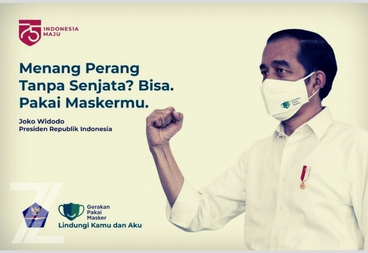 Poster himbauan pakai masker dari Presiden Jokowi - Sumber Foto: twitter.com/woelannnn