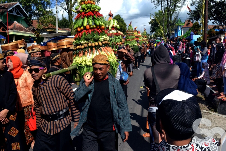 Suasana upacara Nyadran di Cepogo, Boyolali, Jawa Tengah 
