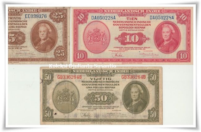 Uang Nederlandsch-Indie atau uang NICA yang dipotong (koleksi pribadi)