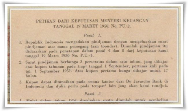 Surat Keputusan Menteri Keuangan Mr. Sjafruddin Prawiranegara (Foto: Buku Oeang Noesantara)