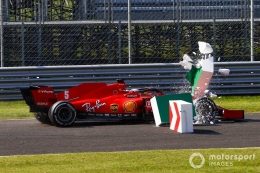 Mobil Ferrai Sebastian Vettel mengalami kegagalan rem, Sumber : https://cdn-5.motorsport.com/images/mgl/0qXbN3Q6/s8/sebastian-vettel-ferrari-sf100-1.jpg