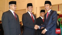 Gubernur DKI Anies Baswedan dan Ikhtiar Manjadi Presiden Humanis Seperti Joko Widodo di istana negara tahun 2020. (CNN Indonesia/Christie Stefanie)