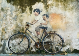ilustrasi mural anak dan sepeda. (sumber: pixabay/Engin_Akyurt)