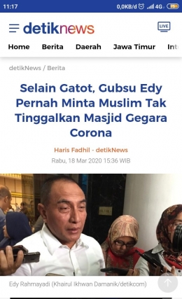 Gubernur Edy Rahmayadi (Sumber: tangkapan layar dari situs news.detik.com)