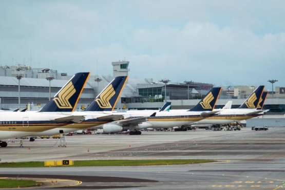 Singapore Airlines di Changi. Sumber: Nicky Loh /Bloomberg