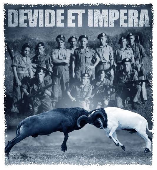 Poster kontemporer mengenai Divide et Impera yang dilakukan kolonial Belanda di Indonesia. Sumber: https://miro.medium.com/