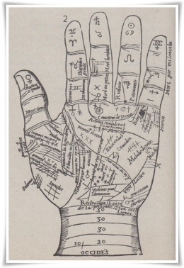 Ilustrasi garis tangan dikaitkan dengan planet dan zodiak (Foto: Misteri Masa Depan Anda, 1993)
