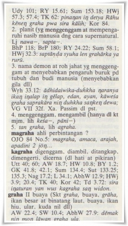 Arti kata 'graha' dalam Kamus Jawa Kuna - Indonesia (dokpri)