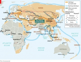 Silk Road via Laut dan Darat (sumber : The Economist)
