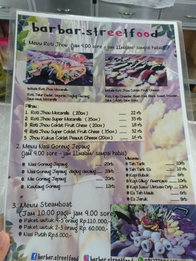 Dokpri; daftar menu