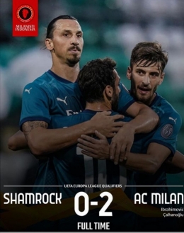 Hasil pertandingan antara AC Milan vs Shamrock Rovers di kualifikasi liga Eropa. Foto: ig. Milanistiroid