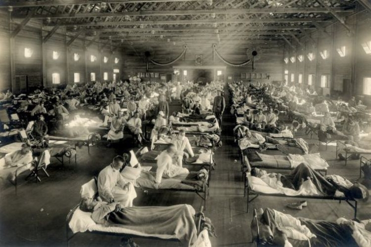 Barak penderita flu Spanyol di Camp Funston, Kansas, 1918.| Sumber: Otis Historical Archives, National Museum of Health and Medicine/ Kompas.com