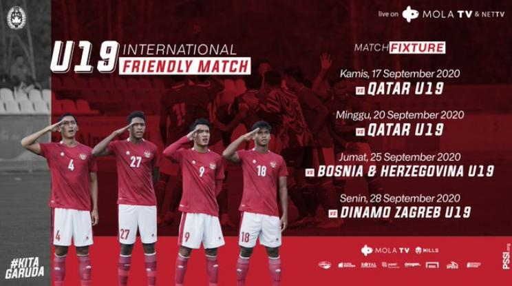 Jadwal Timnas Indonesia U-19 INTERNATIONAL FRIENDLY MACH (Sumber: MolaTV)