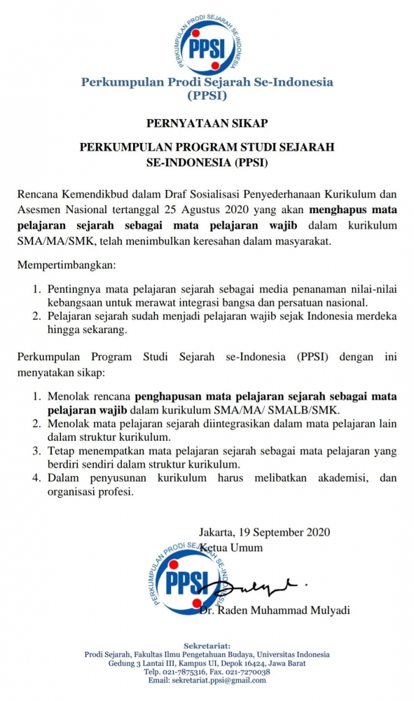 Pernyataan Sikap PPSI/istimewa