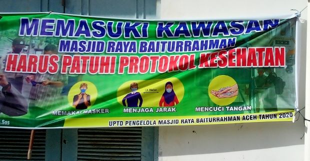 Area Penerapan Protokol Kesehatan di Masjid Raya Baiturrahman Banda Aceh (doc Pribadi)