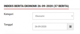 Gambar 2. Indeks Berita Ekonomi ANTARA News News per 26 September 2020 | antaranews.com