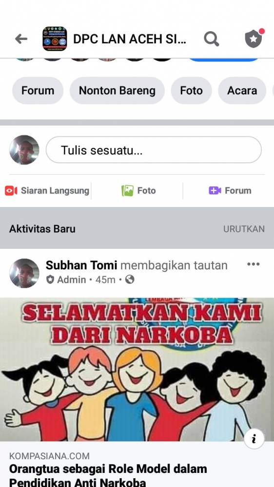 Dokumen pribadi penggiat anti narkoba