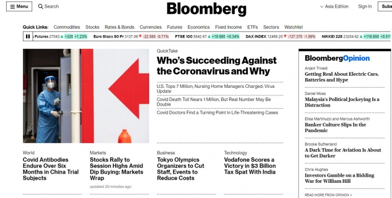 Halaman Utama Situs Bloomberg.com