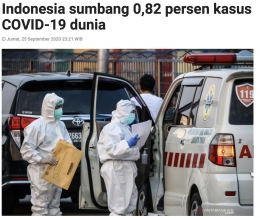 Gambar 4. Contoh Berita Humaniora (Kasus COVID-19 di Indonesia) (25 September 2020) | www.antaranews.com