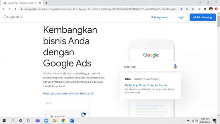 halaman utama google ads