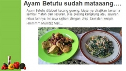 Ayam Betutu disajikan dengan sayuran (Foto: Siti Nazarotin)