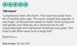 Comment dari seorang tamu hotel. 5 Dot. Two thumbs! (source Trip Advisor)