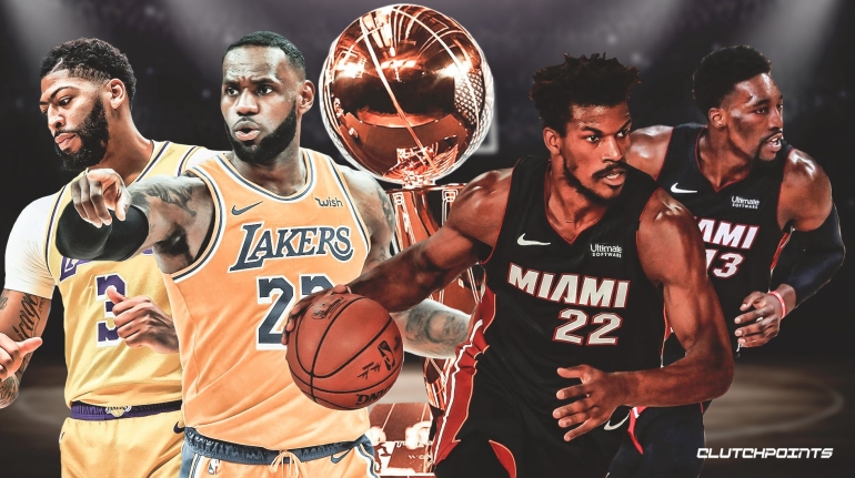 LA Lakers dan Miami Heat akan berhadapan di Final NBA 2020 yang memakai sistem best of seven (Gambar: clutchpoints.com)