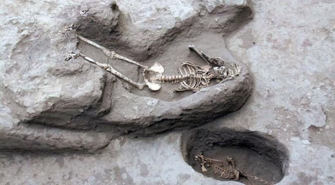 Foto Penemuan Arkeolog dari Kerangka yang dikubur hidup-hidup di peru (sumber: liputan6.com)