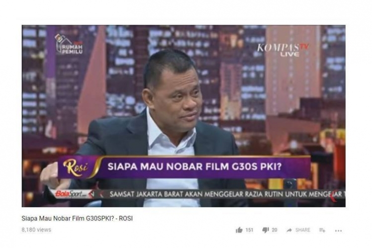 Gatot Nurmantyo. tangkapan layar acara di kompas tv dipublikasikan kompas.com