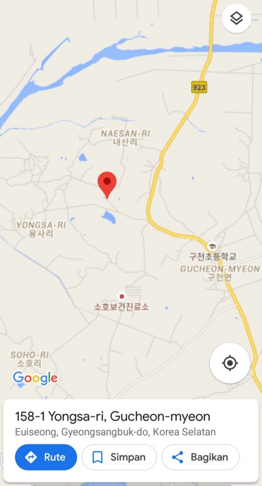 Dokpri; lokasi kebun apel di google map yang dikirim oleh mas Pur