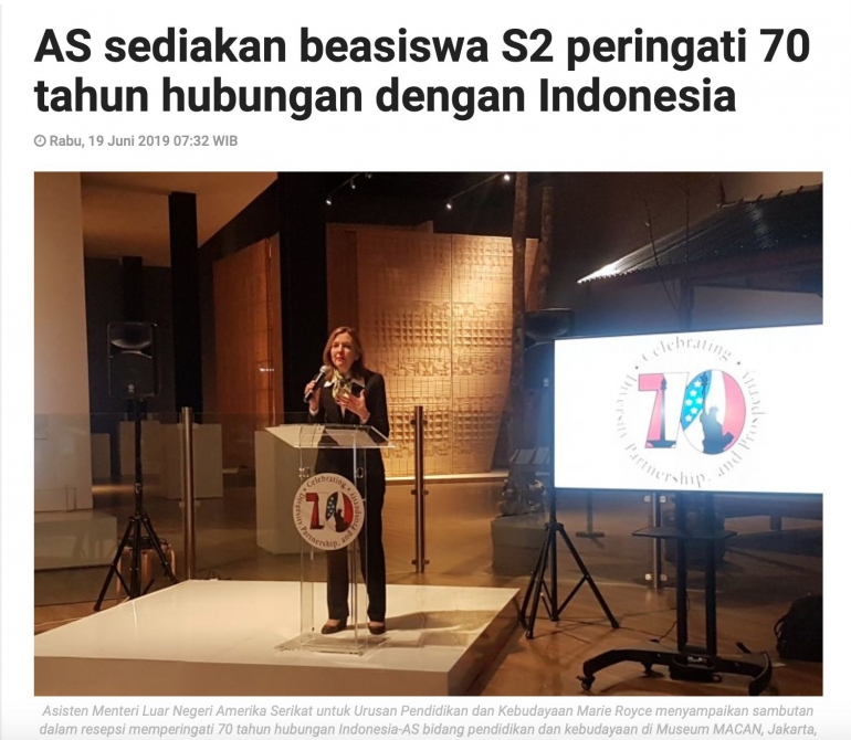 sumber : https://www.antaranews.com/berita/918667/as-sediakan-beasiswa-s2-peringati-70-tahun-hubungan-dengan-indonesia#mobile-nav