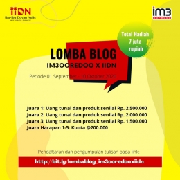 Banner Lomba blog IM3 OOREDOO X IIDN. (Gambar: Ist).