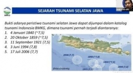 Tangkapan layar Data terjadinya peristiwa tsunami | Oleh Daryono | BMKG