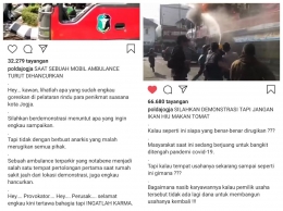 Dua video suasana demontrasi menolak UU Cipta Kerja di Malioboro diunggah oleh Polda DIY (@poldajogja)