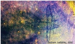 Gambar Pesawat pada Lukisan Gua di Bukit Bulan, Sarolangun-Jambi (Sumber: Leihitu, 2020) 