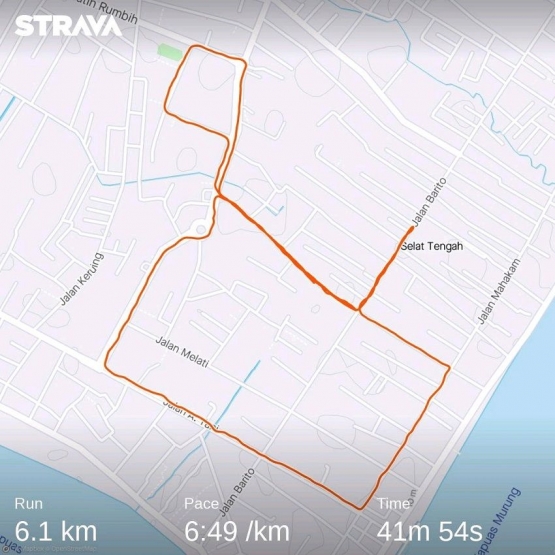 Jejak Lari di Kuala Kapuas di Strava/Dokumentasi Pribadi.