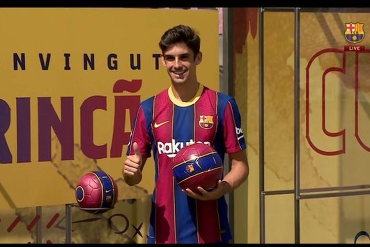 Trincao, pemain muda Barcelona (Foto BarcaTv via Kompas.com) 