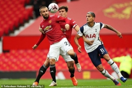 Harry Maguire melakukan blunder yang berujung pada gol pembuka Tottenham yang diceploskan Tanguy Ndombele| Tottenham/Getty image via dailymail.co.uk