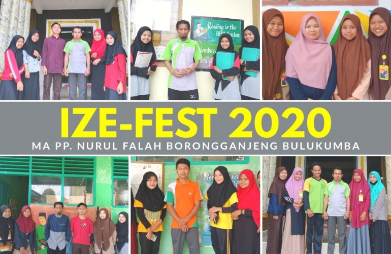 Para Siswa MA PP Nurul Falah Borongganjeng Bulukumba yang akan berkompetisi di IZE-FEST 2020 berfoto bersama pembina pembimbing masing-masing. (Dokpri)