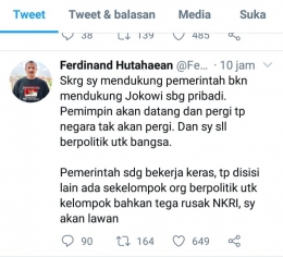 Screenshot akun twitter Ferdinand Hutahaean