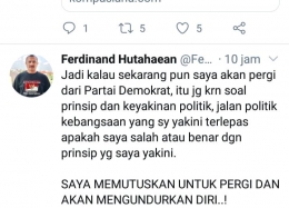 Screenshot akun twitter Ferdinand Hutahaean