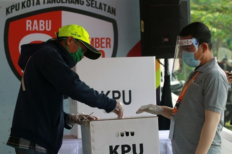 Simulasi pelaksanaan Pilkada Serentak 2020 | Sumber gambar: KOMPAS.com (ANTARA FOTO/ Muhammad Iqbal)