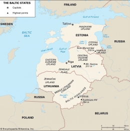 Map Tiga Negara Baltik. Sumber: Encyclopedia Britannica
