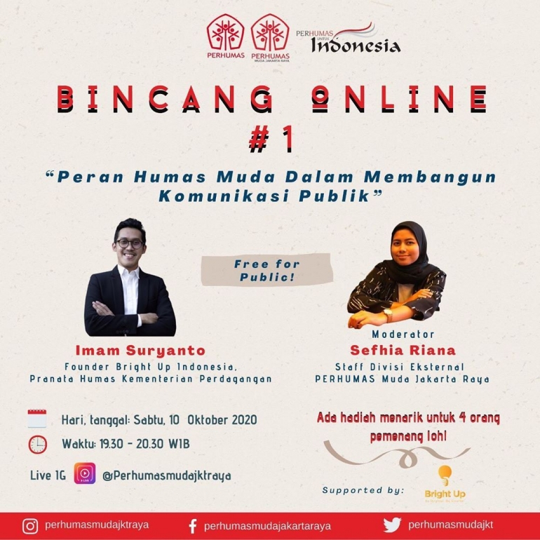 Bincang Online #1 Peran Humas Muda Dalam Membangun Komunikasi Publik oleh PM Jakarta Raya (Dok: PERHUMAS Muda Jakarta Raya)