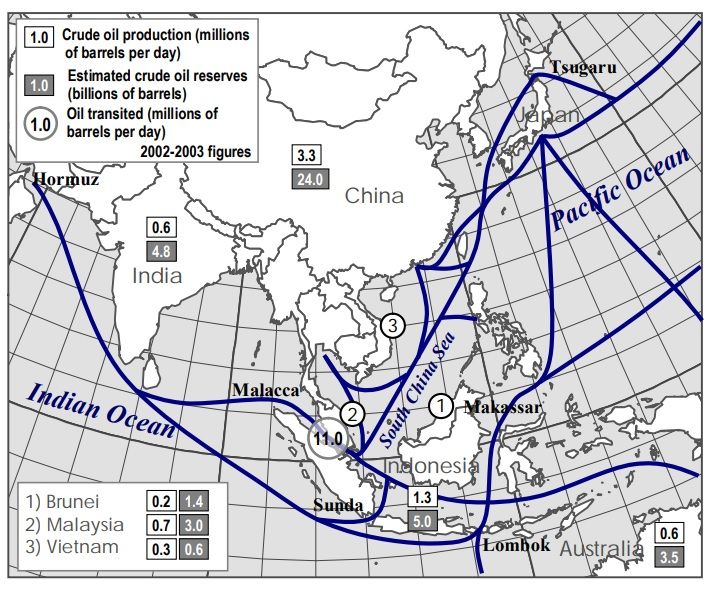 Peta Jalur Pelayaran dan Startegis di Asia Pasifik (Jean-Paul, 2004)